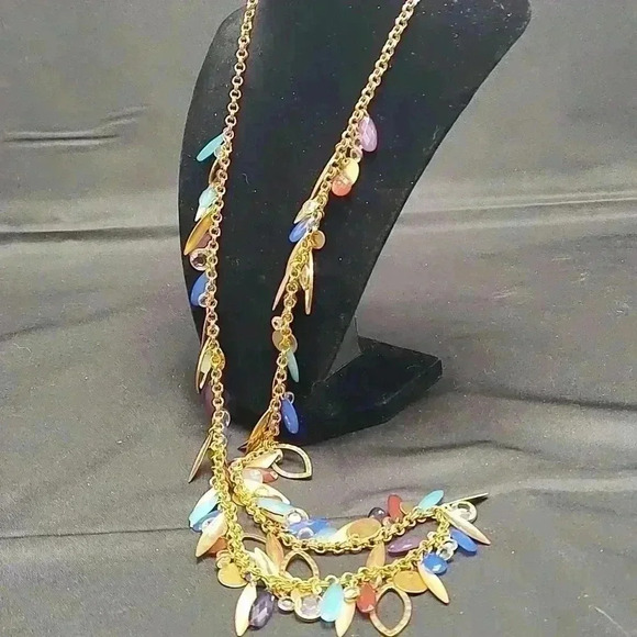 Graziano Cn Gold Toned Multicolored Beaded Necklace - Picture 1 of 2